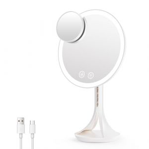Auxmir Miroir Maquillage Lumineux, 2000mAh Rechargeable, Miroir Grossissant sur Pied, 3 Couleurs, Mirroir de Table Ecran Tactile, Mirroir Maquilleur Lumineux pour Bureau, Chambre, Cadeau de No&euml;l (Auxmir Direct, neuf)