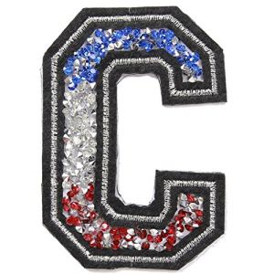 Écusson Patch Badge strass Brodé ecusson lettre alphabet thermocollant lettres en strass 8-10 cm C FRANCE couleurs Tricolore (B2SEE LTD avec TVA francaise et livraison LaPoste, neuf)