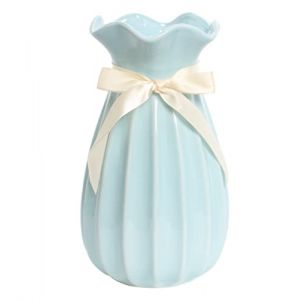 Hauteur 24 cm Vase Conique en Céramique Bleu pour Pampas, Grand Moderne Haut Vase Decoratif pour Centre de Table Deco (Juzai, neuf)