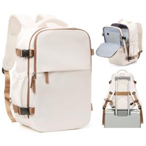 SZLX Sac à Dos Voyage Cabine Avion 40x20x25 pour Ryanair, Sac Bagage Cabine 45x36x20 Easyjet, Bagage à Main pour Femmes et Hommes,Sac Imperméable pour L'école de Travail de Randonnée Beige Marron (SZLXEU, neuf)