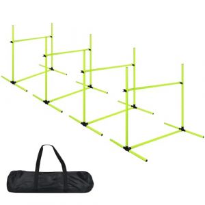 Froadp Agility Lot de 4 obstacles pour chiens - Slalom - Barres r&eacute;glables en hauteur - &Eacute;quipement d'agilit&eacute; - Barres d'entra&icirc;nement pour le dressage des chiens - 104 x 70 x 101 cm - Vert (CHIC Shop, neuf)