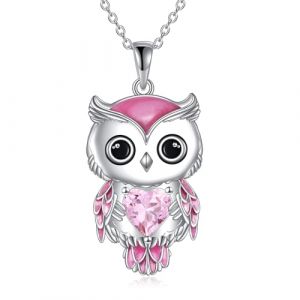 Collier Hibou Bijoux Cadeaux pour Femmes en Argent Sterling Pierre de Naissance Hibou Pendentif Collier Bijoux de Noël pour Les Filles (10-Octobre) (zhanglushop, neuf)