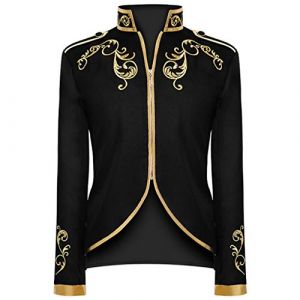 Veste De Costume pour Hommes Jacquard Gothique De Style EuropéEn Prince Costume De Palais Costumes Militaire Incrusté d'or Veste Carnaval Cosplay Slim Fit Manteau Blazer brodé rétro Steampunk 1989 (SDGR Fashion, neuf)