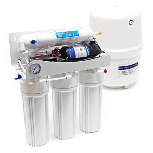 Naturewater NW-RO50-F – Système Osmose Inverse (RO) à 5 étapes – 190 l/jour 50 GPD – Pompe booster Manomètre – Montage mural Sous évier – Osmoseur Filtration Purification Filtre à Eau potable robinet (Wiltec Wildanger Technik GmbH, neuf)