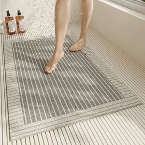 Pevfeciy Tapis de Douche antid&eacute;rapant 120x80 cm Tapis antid&eacute;rapant Douche de Style Moderne en PVC Doux et Confortable avec Trous de Drainage, Haute perm&eacute;abilit&eacute; &agrave; l'eau, adapt&eacute; aux Zones humides (ENJOYHOMES, neuf)