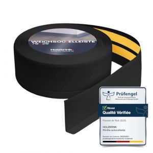 HOLZBRINK Plinthe souple autoadhésive 70x20mm, 2,5 m | Plinthe PVC pour protéger mur cuisine, finition plan de travail | Cornière PVC | Couleur: Noir (Jumbo-Shop, neuf)