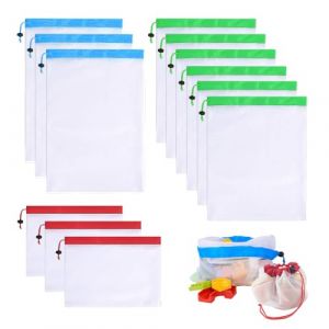 Lot de 12 sacs de rangement assortis en maille filet pour enfants - Avec cordon de serrage - Sac de rangement pour jouets en peluche - Sac de rangement pour fruits et jouets (JENNIFER BLAIR, neuf)
