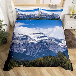Homemissing Ensembles de Housse de Couette Arbres Paysage Naturel Art Parure de Lit 140x200cm Montagne Randonnée Aventure Housse de Couette pour Enfants Microfibre Décor de Chambre (Bofanshangmao, neuf)