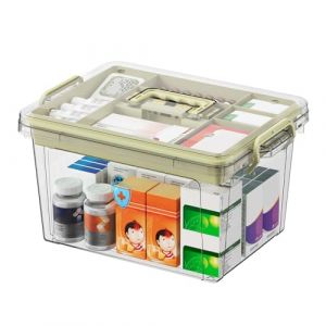 SLTAXAR Boite à Pharmacie à 2 Niveaux Armoire à Pharmacie Boîte de Rangement pour Médicaments Organisateur de Médicaments Portable Boîte à Médicaments Rangement Boîte à Médicaments Portable (Smaejhgmlsbj, neuf)