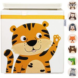 GLÜCKSWOLKE Boite de Rangement Enfant - 15 Motifs I Coffre à Jouet I Caisse Cube (33x33x33) I Bac à Jouets avec Couvercle - Chambre Bebe I Boîte à Jeux pour Fille et Garcon I Jungle Deco (Tigre) (Glückswolke, neuf)