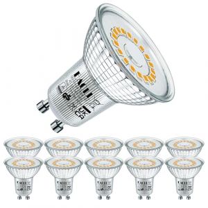 EACLL Ampoules LED GU10 Blanc Chaud, 4.8W Équivalent Halogène 75W, Lot de 10, 2700K 585 Lumens Éclairag sans Scintillement, Large Faisceau 120° Spot, Non Dimmable AC 230V Lampe à Réflecteur (EACL, neuf)