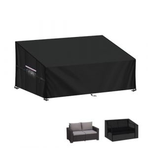 LAMUNI Housse Banc de Jardin 2 Places Housse Canape Exterieur Impermeable Housse de Protection pour Canapé de Jardin 420D Oxford Housse de Banc Extérieur avec Grilles D'aération, 147x85x80/60cm (WHDFEU, neuf)