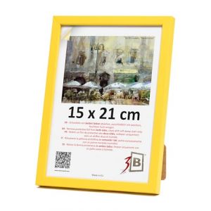 3-B Cadre photo LUND &ndash; jaune &ndash; 15 x 21 cm (A5) &ndash; Cadre photo en bois, cadre photo avec verre acrylique (Waldorff GmbH, neuf)