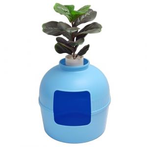 RHRQuality Bac &agrave; liti&egrave;re - Flower XXL &ndash; Bac &agrave; liti&egrave;re dissimul&eacute; &ndash; pour Grands Chats &ndash; avec Grande entr&eacute;e (51 cm) et Partie sup&eacute;rieure Amovible &ndash; Bleu Frais (sp&eacute;cialiste Arbre &agrave; chat, neuf)