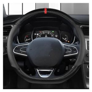 Protecteur Volant Housse De Volant De Voiture en Cuir PU Et Fiber De Carbone 38cm pour Scenic 1 2 3 4 pour Grand pour Scenic pour Megane Couvre Volant(Black D Shape) (Bzhsm, neuf)