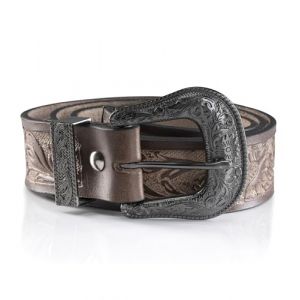 Angus Stoke Ceinture western en cuir de buffle &ndash; Ceinture de cowboy et western faite &agrave; la main pour homme et femme avec boucle de ceinture, ceinture en cuir gaufr&eacute;e &agrave; la main Jeremy, marron fonc&eacute; (Trachtenh&uuml;tte, neuf)