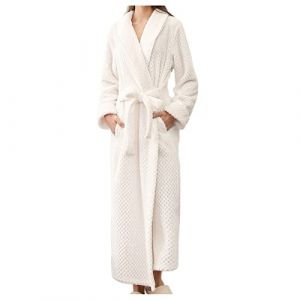 Robe de chambre d'hiver en polaire extra &eacute;paisse pour femme &ndash; Robe de chambre longue et moelleuse &ndash; V&ecirc;tement de nuit en flanelle polaire &ndash; Robe de nuit d'hiver &ndash; Peignoir de bain en tissu &eacute;ponge &agrave; (★LINYOUY★, neuf)