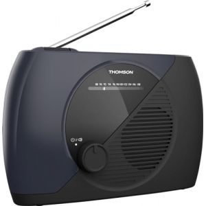 Thomson Radio Portable FM, Tuner Analogique, Secteur ou Piles - Poste Compact pour Écoute en Tous Lieux, Couleur Bleu/Noir - RT350 (GamesJ, neuf)