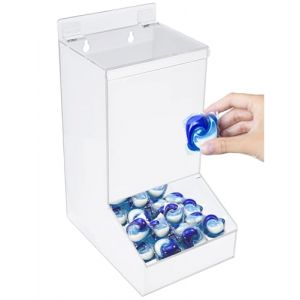 SimplyImagine Distributeur de dosettes de linge et de lave-vaisselle en acrylique &ndash; Grand acrylique blanc, 2 couvercles &ndash; Support mural ou de comptoir &ndash; Organisation et rangement pour dosettes de (Fast Media Ships From USA, neuf)