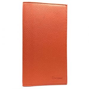 Charmoni - Etui Porte chéquier Talon en Haut - 2 emplacements Porte Carte crédit - pièce d'identité - Cuir Vachette - 11 cm X 19 cm (Orange) (Charmoni, neuf)