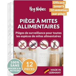 Hey Nature® Piège à Mites Alimentaires, 4 pièces, Piège Anti Mites Alimentaires sans Insecticide, Effet d'attraction Maximal pour détecter l'infestation, Piège de Surveillance Anti mite Alimentaire (Hey Nature, neuf)