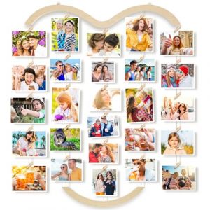 Uping Cadre Photo Pele Mele Mural Porte Photo Mural à Pince Cadre Multi Photo Accroche Photo en Bois Decoration Maison Salon (bene-eurshop, neuf)