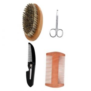 DEARMAMY 1 Ensemble Kit De Soin De La Barbe Trousse à Barbe Kit De Brosse à Barbe Brosse à Moustache Pour Homme Accessoires De Barbe Pour Hommes Pinceau à Barbe Pour Les Hommes Bois (Liiane, neuf)