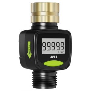 Unistyle Débitmètre d'eau pour camping-car, compteur d'eau avec tuyau à 360° avec entrée en laiton métallique, précision de mesure ±5%, mesure la consommation de gallons/litres (Unistyle-EU, neuf)