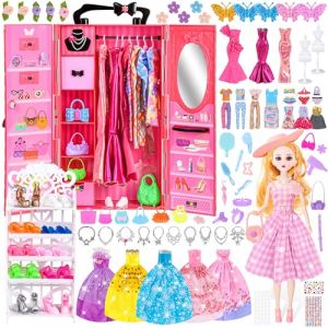 Charmofun Vetements et Armoire pour Poupee 11.5 Pouces, Poupée Dressing, Ensembles de Accessoires Poupon Comprenant Robes, Jupe Courte, Top, Pantalon, Bikini, Cadeaux pour Filles de 6 Ans et Plus (Pulsepoint Market Kft., neuf)