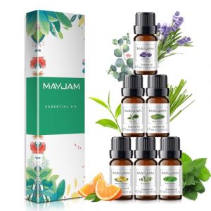 MAYJAM Huile Essentielle Aromathérapie 6 x 10ml, Coffret Huiles Essentielles pour Diffuseur Pure Naturelle, Huile Parfumée Eucalyptus, Menthe Poivrée, Lavande, Tee Tree, Citronnelle, Orange (GZLXGYL-FR, neuf)