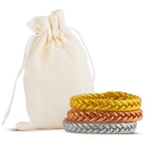 SUAPOZ Bracelet Femme. Idée Cadeau Original. Bracelet Tressé Uni Feuille d'or. Bouddhiste Tibétain. Cadeau Femme. Bijoux femme. Couleur Or, Argent ou Rose. (LISSEROSE) (SUAPOZ, neuf)