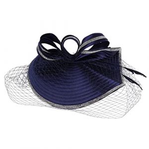 AKOOSY Fascinator Élégant Maille Chapeau De Tea Accessoire De Mariage Et Événements Festifs Modèle Couleur Bleu Marine Ajustable Et Confortable (fumingyue, neuf)