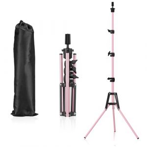 CASDUCT Support de t&ecirc;te de mannequin r&eacute;glable de 160 cm, support de t&ecirc;te de mannequin en m&eacute;tal renforc&eacute; pour entra&icirc;nement de coiffure, cosm&eacute;tologie, noir (rose) (RegalRadi-Direct, neuf)