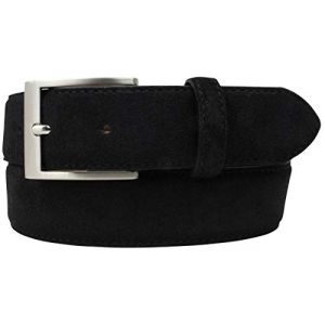 BELTINGER Ceinture italienne en daim, largeur 35 mm, hommes, ceinture de costume, ceinture de pantalon, daim, boucle argent | Noir 100cm (BELTINGER, neuf)