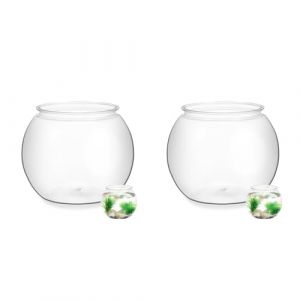 POPETPOP Réservoir D'aquarium : 2 Pièces Bol à Poisson Rond Transparent pour Aquarium Multifonction Betta Réservoir de Bureau pour Poissons Rouges 20 X 20 X 18 Cm - Vases Décoratifs pour Bureau (Unicepet, neuf)