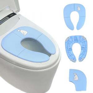 Réducteur de Toilette pour Bébé, Siège de Toilette Pliable Voyage pour Enfants avec Sac Rangement, Réducteur WC Portatif pour Bébé, Hygiène et Sécurité Premium, Bleu (Fukuhaza, neuf)