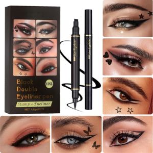 Stylo Eyeliner Liquide - Tampon Effet Ailé pour Regard Félin - 6 Pièces Double Embout Longue Tenue pour Occasions Spéciales (huangkebaihuo, neuf)