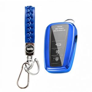 MEDZUK Coque Cl&eacute; Compatible avec Suzuki Swace 2020-2024 2025 Coque de Protection pour cl&eacute; de Voiture TPU, Accessoire &Eacute;tui pour Cl&eacute;s avec Porte-cl&eacute;s (Bleu) (MEDZUK-EU, neuf)