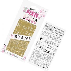 Pochoir en m&eacute;tal avec 15 motifs antirouille pour vernis gel (tonder, neuf)