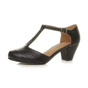 Femmes Talon Moyen découper Chaussures Richelieu Escarpins Pointure 3 - Noir Mat - 36 EU (Ajvani Shoes, neuf)