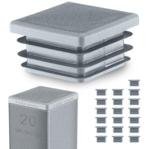 EMFA Bouchon Tube Carr&eacute; 100x100 mm Gris &ndash; Embout &agrave; Lamelles en Plastique &ndash; Capuchon 10x10 cm &ndash; Lot de 20 (EMFA GmbH, neuf)