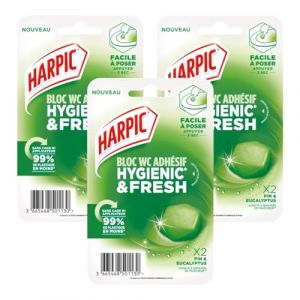 Harpic - Lot de 3x2 Blocs WC adh&eacute;sif Hygienic & Fresh Pin & Eucalyptus (Blacutt Market, neuf)