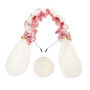 Healvian Costume De Lapin Accessoires Oreilles De Lapin Et Queue Peluche Pour Cosplay Fête Et Carnaval Blanc (Le Sengyu, neuf)