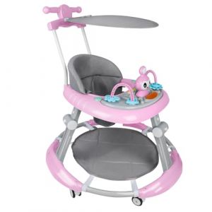 Trotteur B&eacute;b&eacute; Gar&ccedil;on Pliable 5 en 1 avec 5 Hauteur R&eacute;glable, Trotteur Marche B&eacute;b&eacute; Gar&ccedil;on &Eacute;volutif avec Musique, Roues Silencieuses,Repose-pieds, roue pivotante &agrave; 360 degr&eacute;s,pour 6-18 Mois,Rose (Willanmd, neuf)