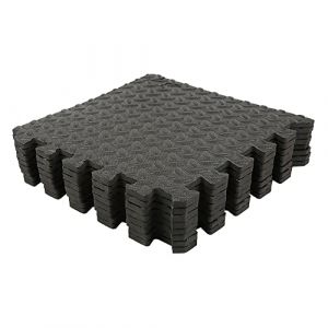 Tapis de Sport de Sol Salle de Fitness, Dalles en Mousse sans BPA, Tapis Sport fitness Tapis de Protection Antid&eacute;rapant pour Salle de Gym, Fitness, Sol de Sport, Garage (30x30cm - Noir 20 Tapis) (hlang EU, neuf)