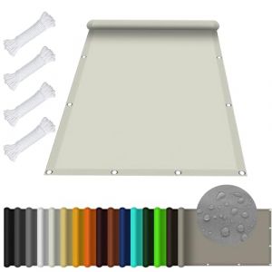 Voile d'ombrage Toile Rectangulaire 2.2 x 3.5 m Imperméable Protection UV 98% Balcon Paravent Bâche Polyester pour Patio Jardin Terrasse, Ivoire (KOUDU Store, neuf)