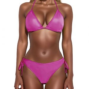 Maillot De Bain Bronzant Femme Maillot De Bain Transbronzant Femme Maillot De Bain Deux Pièces Femme Bikini Maillot De Bain Taille Haute Bikini Ensemble Maillot De Bain Maillot De Bain (Hot Pink, XL) (Principal-LIKE, neuf)