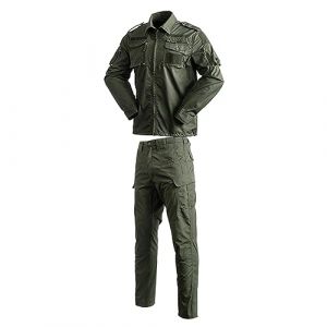 Darringls Veste tactique uniforme pour airsoft pour homme BDU Veste de combat T-shirt & pantalon Costume camouflage pour jeu de guerre Armée Militaire Paintball Airsoft Chasse Tir, Vert kaki, XL (Darringls, neuf)