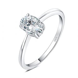 JewelryPalace 1ct Classique Moissanite Bague Ovale Solitaire Pierre Argent Massif 925 Femme, Bague Diamant Simul&eacute; Fian&ccedil;ailles Mariage Promise Alliance, Ensemble Parure Bijoux Mariee (jewelrypalace, neuf)