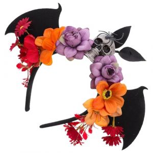 OSALADI Bandeau du Jour des Morts Noir avec Cr&acirc;ne Mexicain et Ailes de Chauve-Souris Serrage-T&ecirc;te L&eacute;ger en Tissu pour Cosplay Accessoires de D&eacute;guisement Halloween Femmes Bandeaux (Original MJW, neuf)